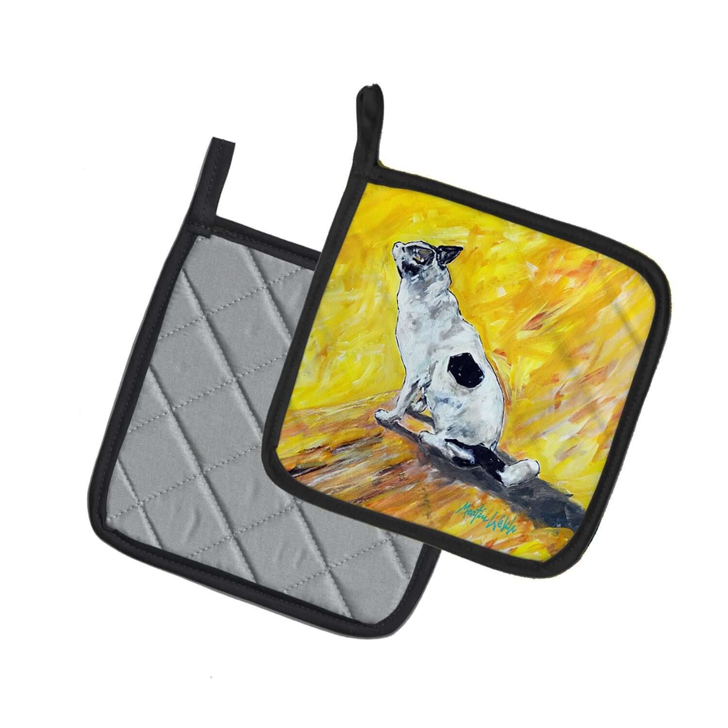 Sleeping In The Sunshine Dog Pair of Pot Holders Kitchen Heat Resistant Pot Holders Sets Oven Hot Pads for Cooking Baking BBQ, 7 1/2 x 7 1/2