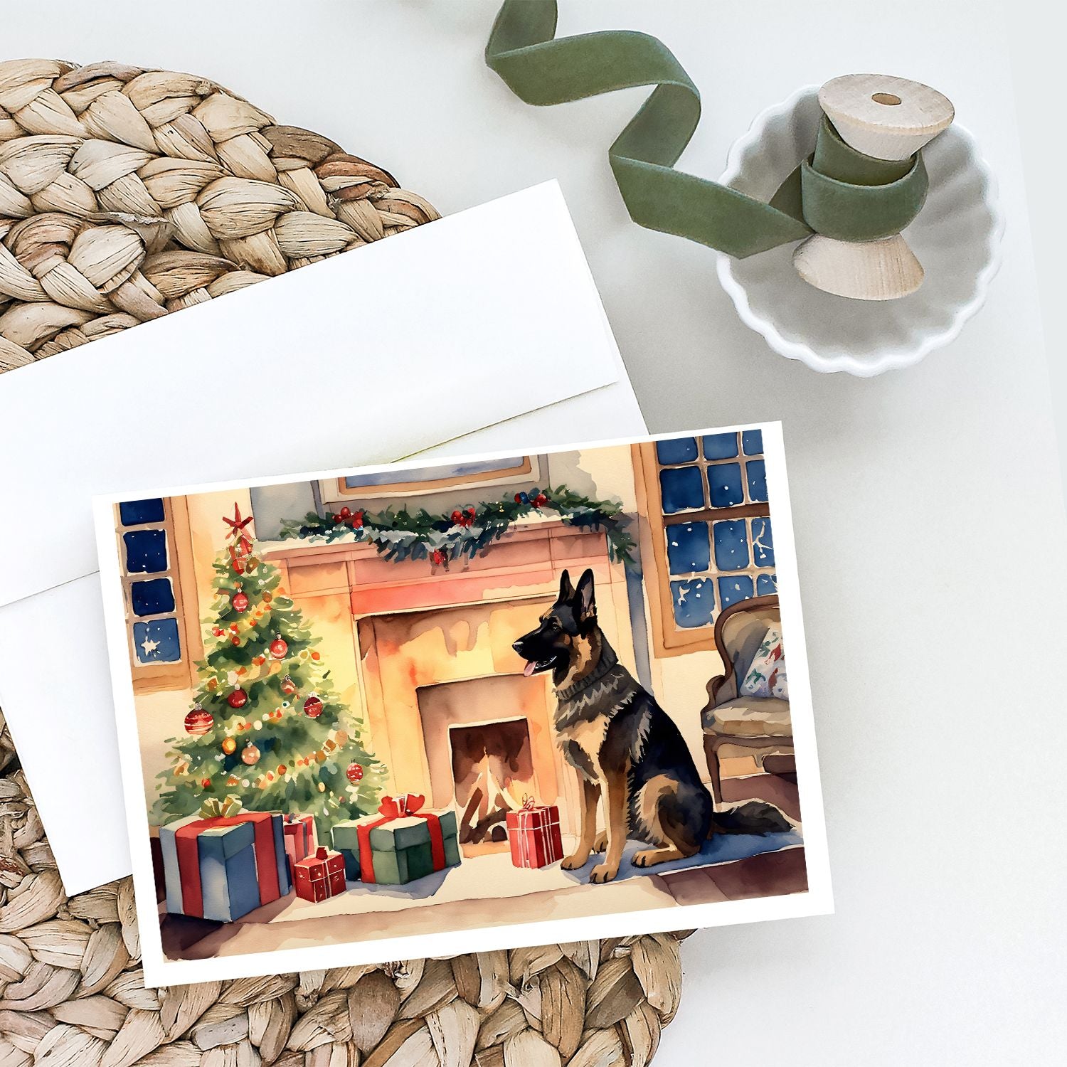 German Shepherd Christmas Greeting Cards Pack of 8 Blank Cards with Envelopes Whimsical A7 Size 5x7 Blank Note Cards