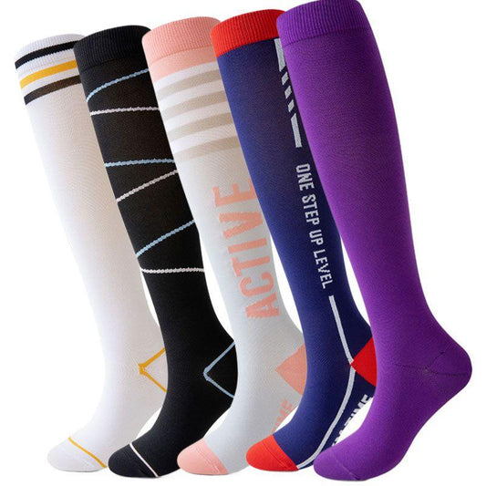 Womens Pressure Running Skipping Rope Fitness Sports Socks Mid-length Tube High Barrel Calf Muscle Energy