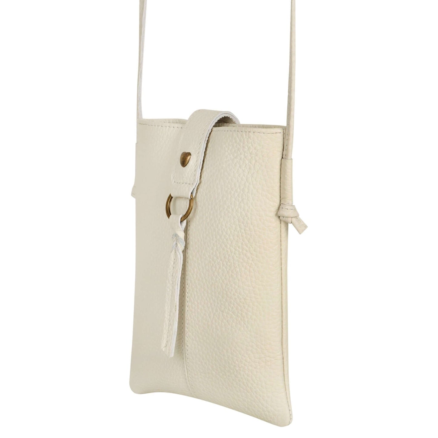 Jennie Small crossbody bag w/ slim strap closure & tassel - Cream White