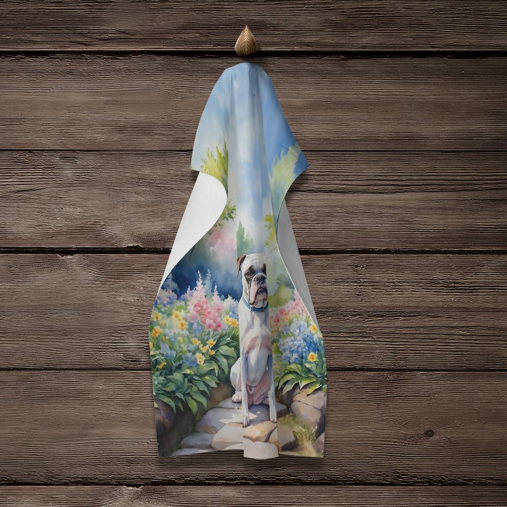 White Boxer Spring Path Kitchen Towel Dish Cloths Guest Hand Towel Decorative Bathroom Towel for Face,Tea, Dishcloth, Kitchen and Bath