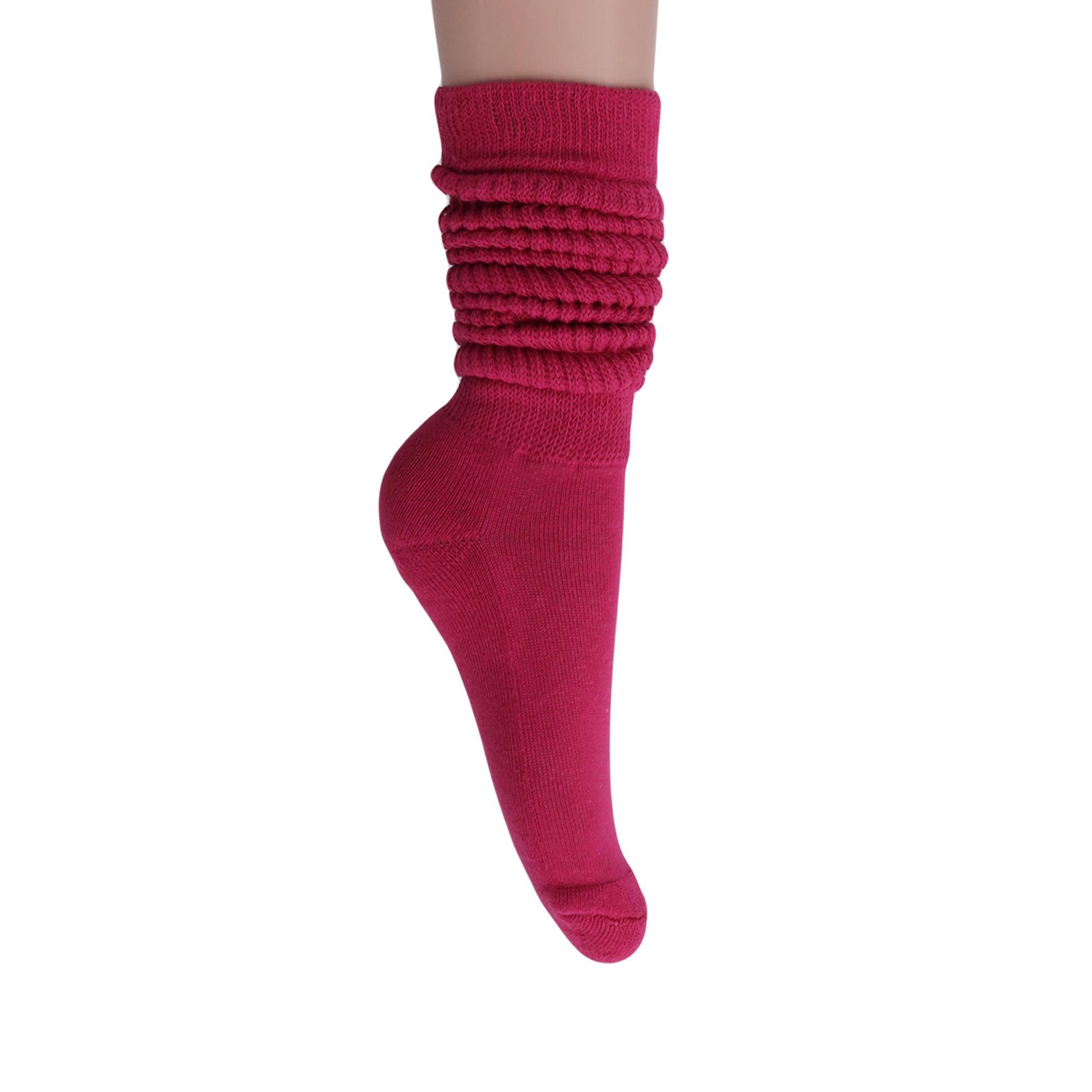 Women's Extra Long Slouch Scrunch Socks Knee High, Cotton Blend, Pack of 2, Fits Shoe Sizes 5-10, 80s Style, 28 Colors