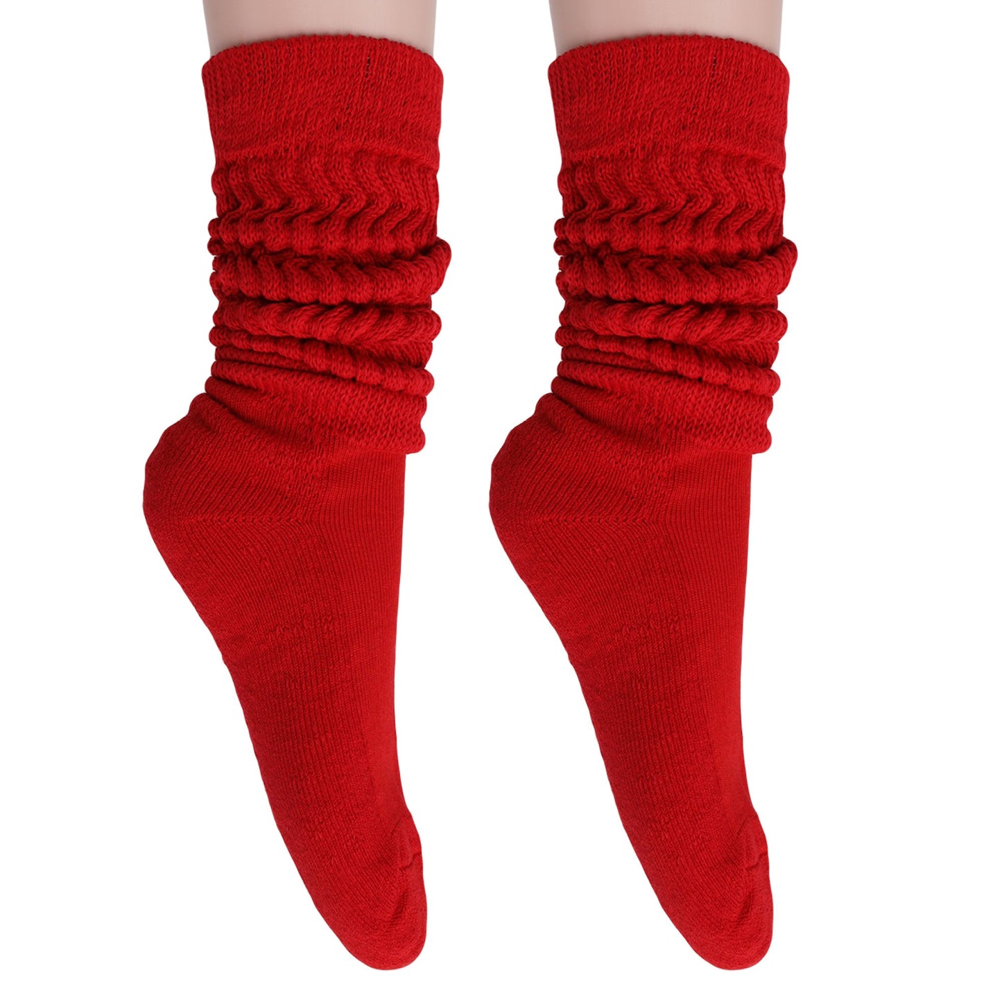Women's Extra Long Slouch Scrunch Socks Knee High, Cotton Blend, Pack of 2, Fits Shoe Sizes 5-10, 80s Style, 28 Colors