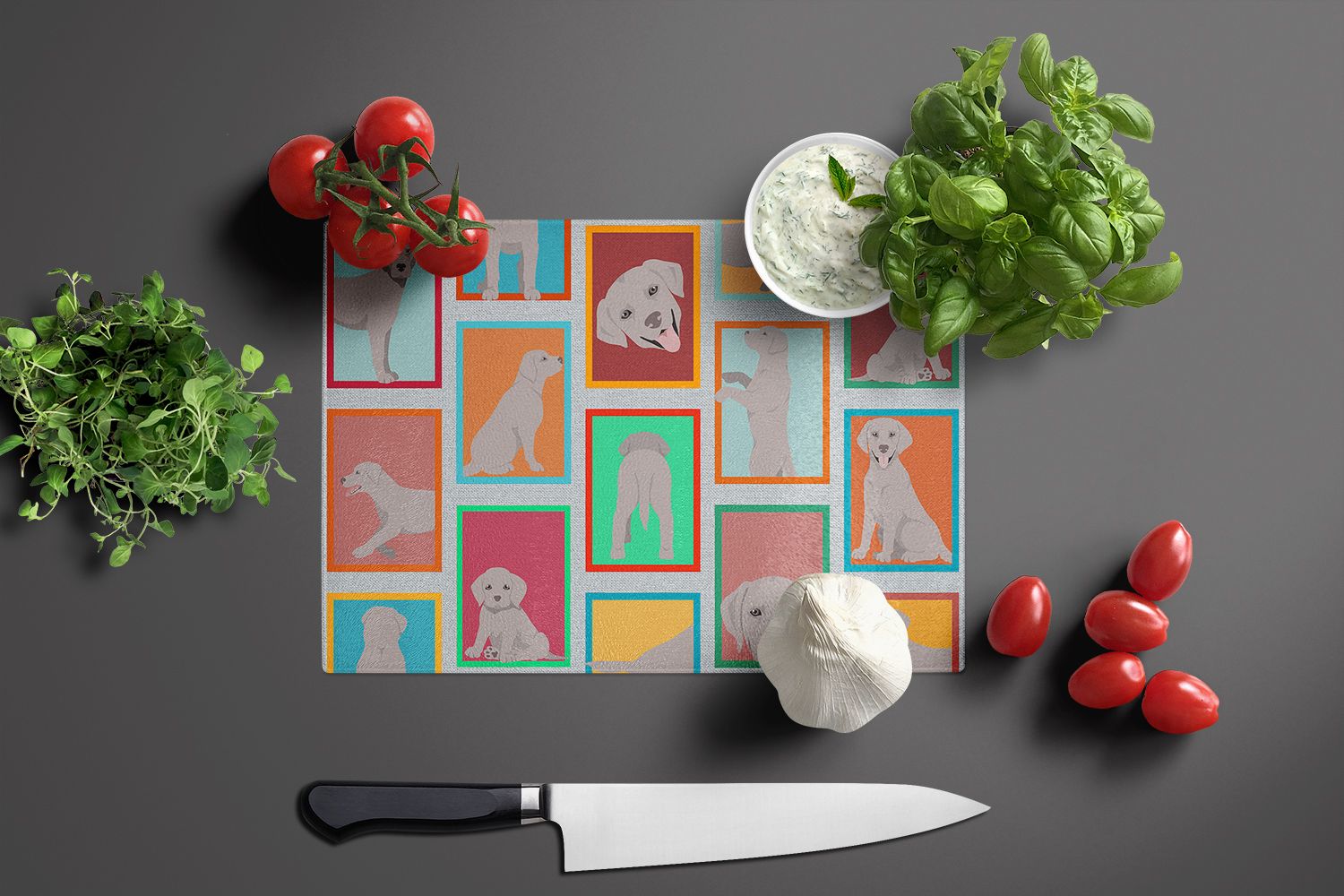 NEW Lots of Grey Labrador Retriever Glass Cutting Board Decorative Tempered Glass Kitchen Cutting and Serving Board Large Size Chopping Board
