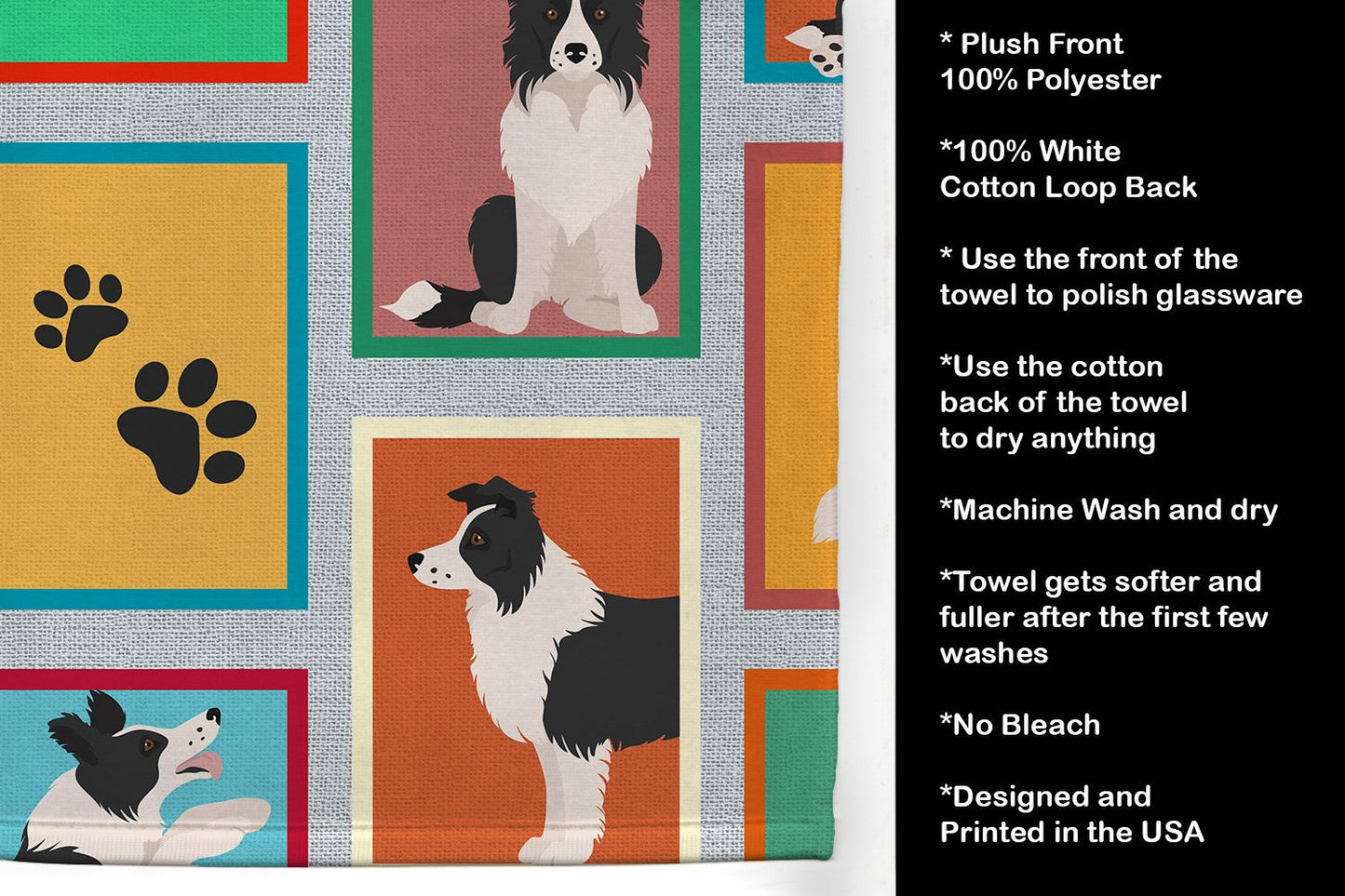 Lots of Border Collie Kitchen Towel Dish Cloths Guest Hand Towel Decorative Bathroom Towel for Face,Tea, Dishcloth, Kitchen and Bath