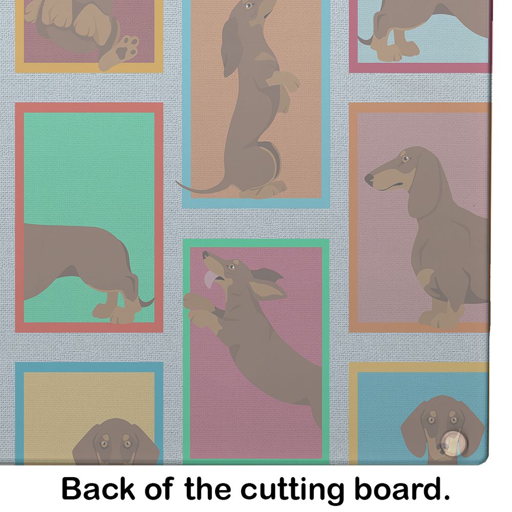 NEW Lots of Chocolate and Tan Dachshund Glass Cutting Board Decorative Tempered Glass Kitchen Cutting and Serving Board Large Size Chopping Board