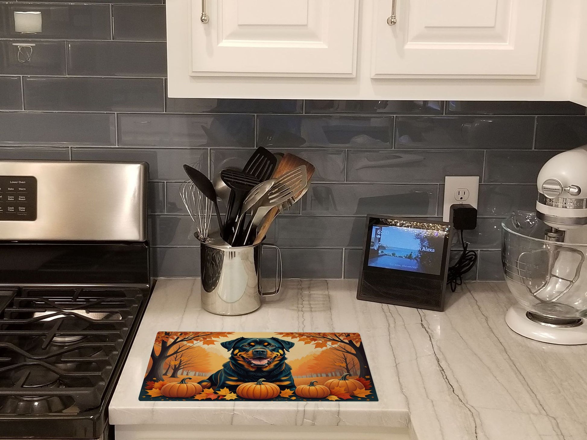 NEW Rottweiler Fall Glass Cutting Board Decorative Tempered Glass Kitchen Cutting and Serving Board Large Size Chopping Board