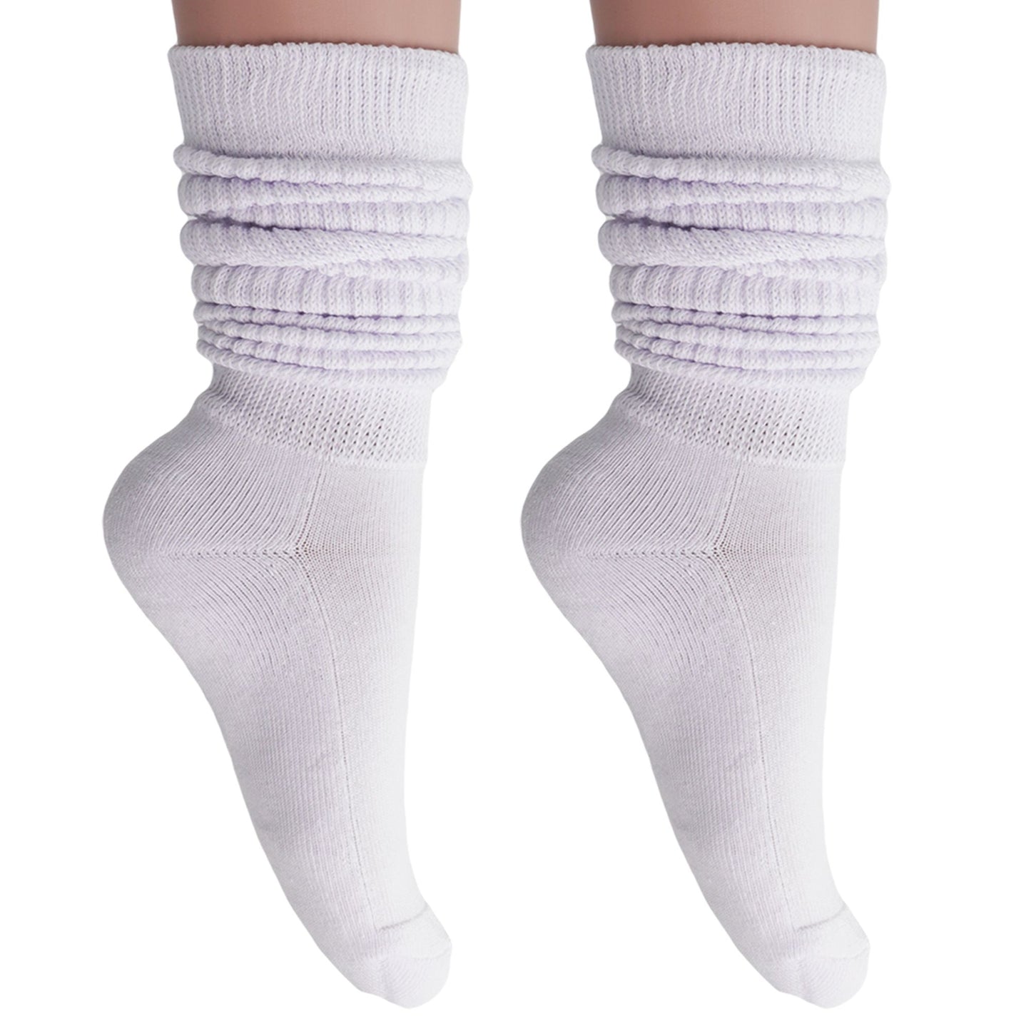 Women's Extra Long Slouch Scrunch Socks Knee High, Cotton Blend, Pack of 2, Fits Shoe Sizes 5-10, 80s Style, 28 Colors