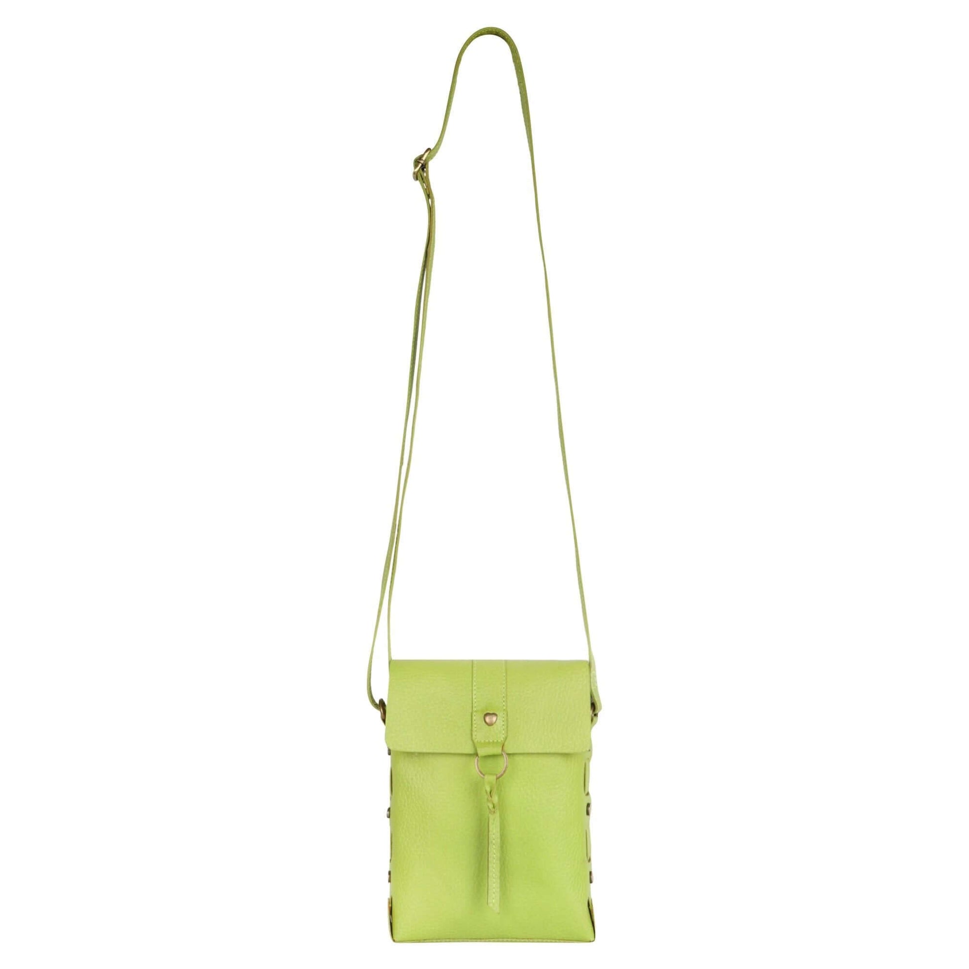 Jane Long crossbody w/ top flap & tassel - Lime Green