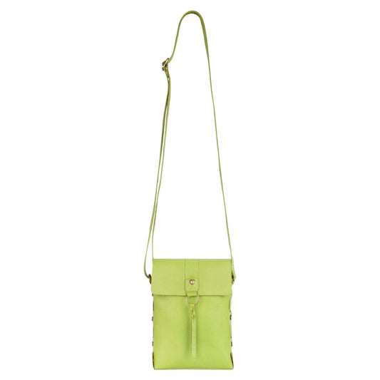 Jane Long crossbody w/ top flap & tassel - Lime Green