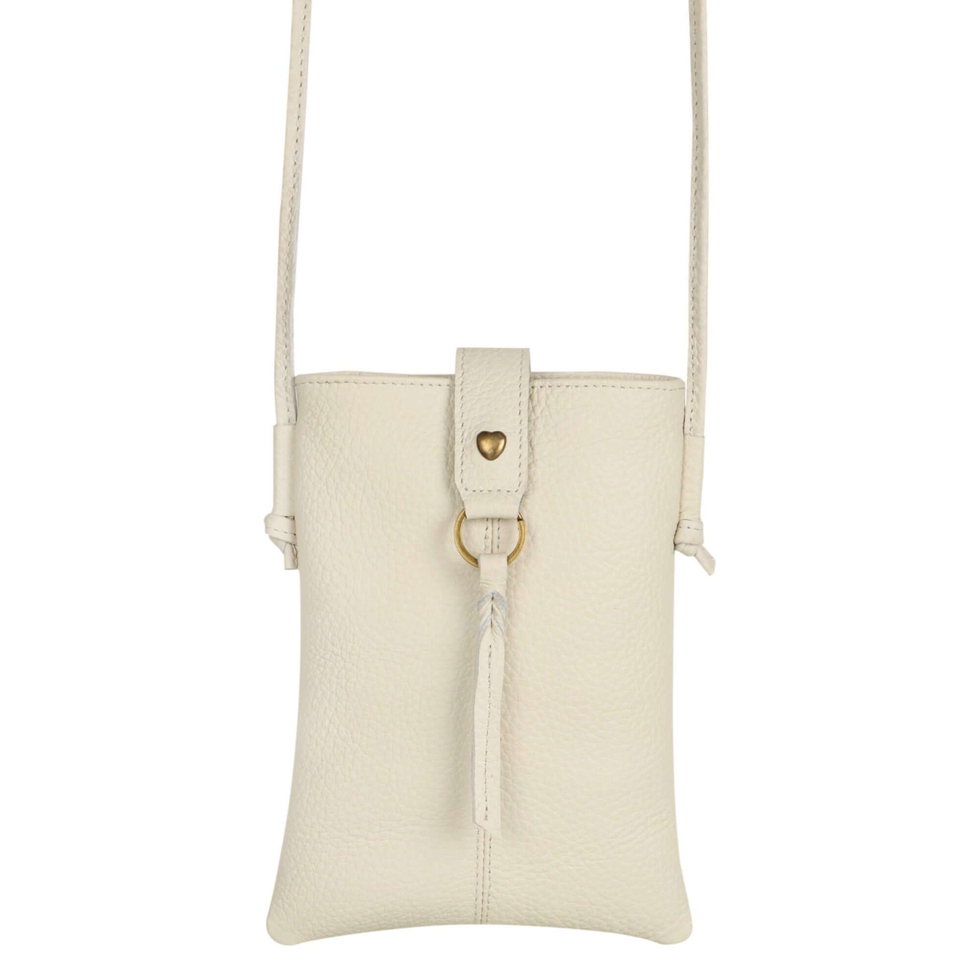 Jennie Small crossbody bag w/ slim strap closure & tassel - Cream White