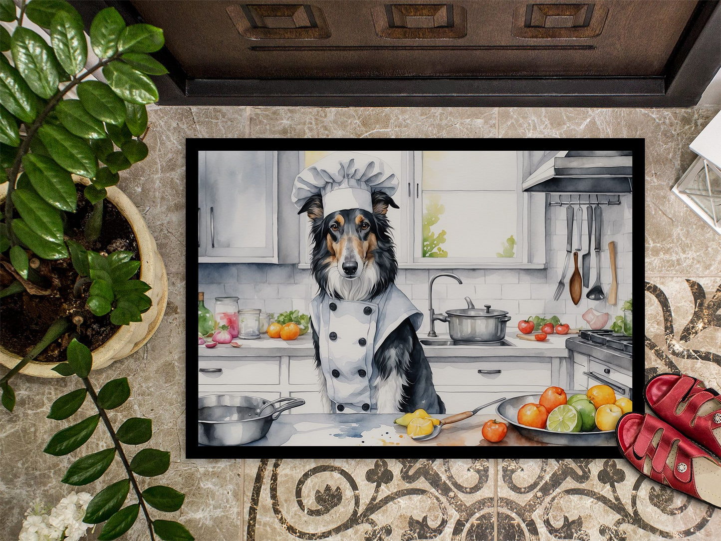 NEW Borzoi The Chef Doormat Front Door Mat Indoor Outdoor Rugs for Entryway, Non Slip Washable Low Pile, 18H X 27W