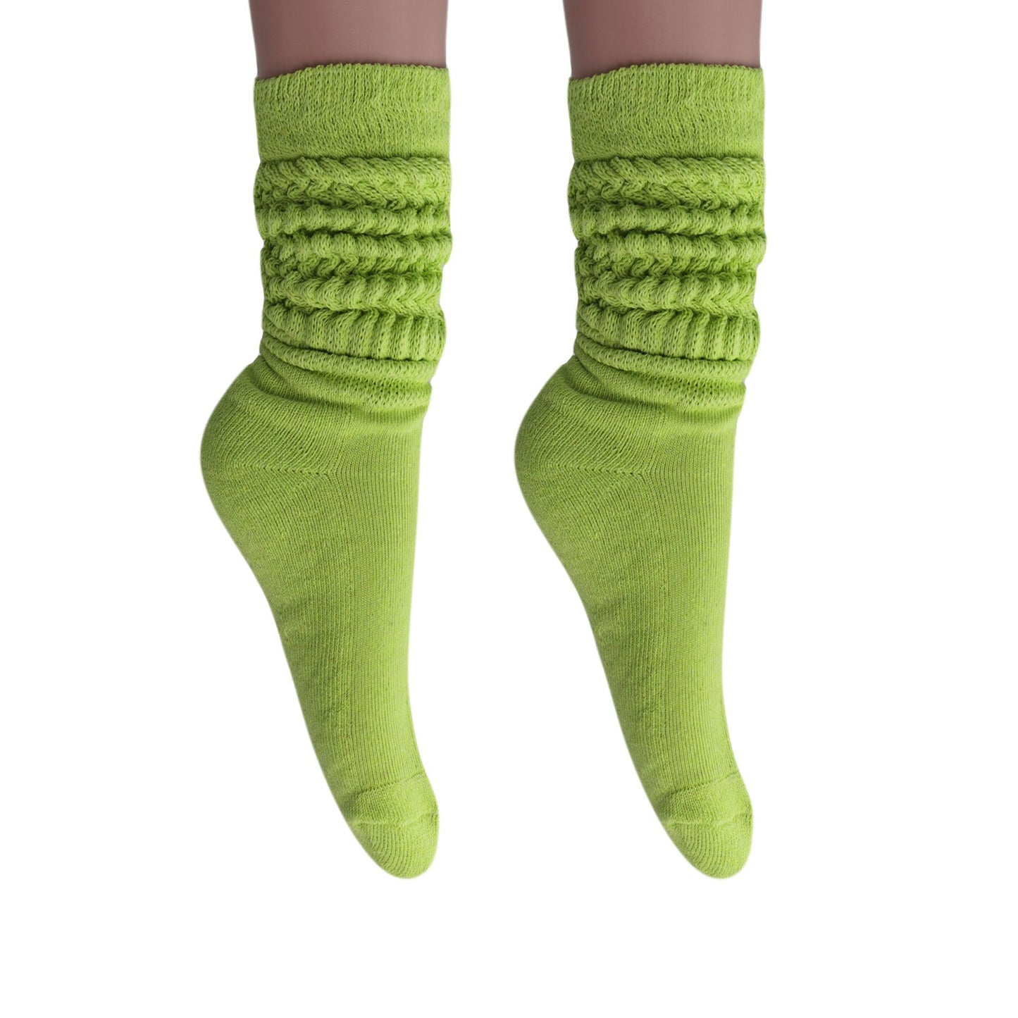 Women's Extra Long Slouch Scrunch Socks Knee High, Cotton Blend, Pack of 2, Fits Shoe Sizes 5-10, 80s Style, 28 Colors