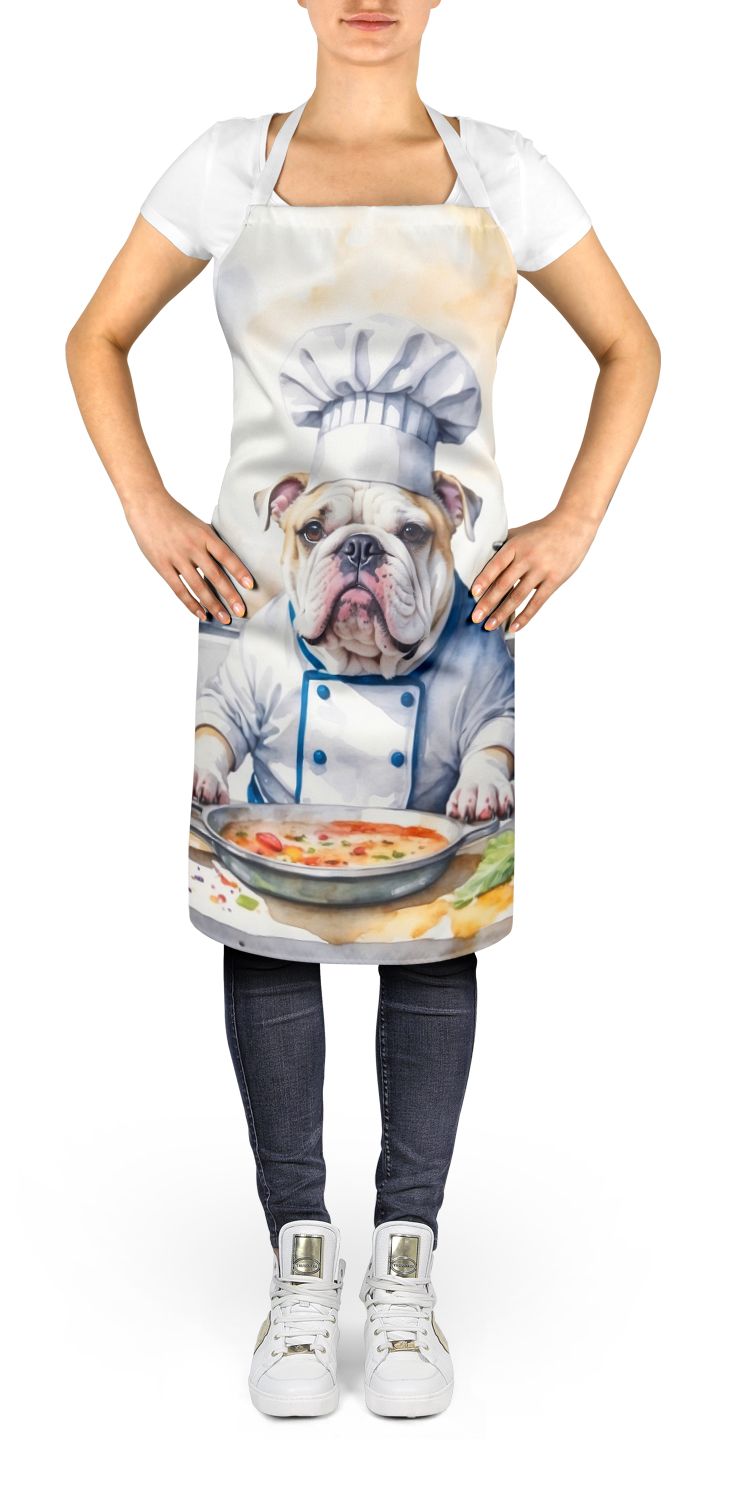 English Bulldog The Chef Apron Cooking Kitchen Server Baking Crafts Gardening for Adult Women Men, Unisex, Large, Multicolor