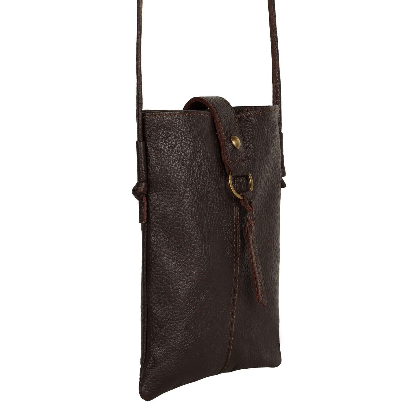 Jennie Small crossbody bag w/ slim strap closure & tassel - Mahogany Brown