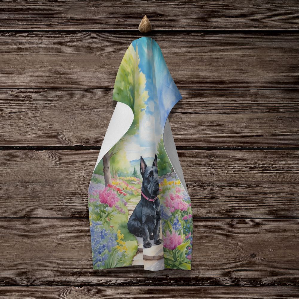 Scottish Terrier Spring Path Kitchen Towel Dish Cloths Guest Hand Towel Decorative Bathroom Towel for Face,Tea, Dishcloth, Kitchen and Bath