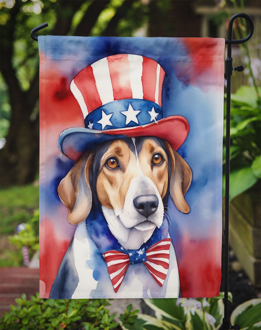 American Foxhound Patriotic American Garden Flag Mailbox Flag Decorative Yard Flag Banner Outside Patio Artwork Yard Flower Beds, Garden Size, Multicolor
