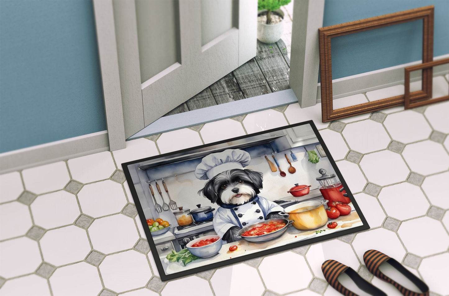 Havanese The Chef Doormat Front Door Mat Indoor Outdoor Rugs for Entryway, Non Slip Washable Low Pile, 24H X 36W