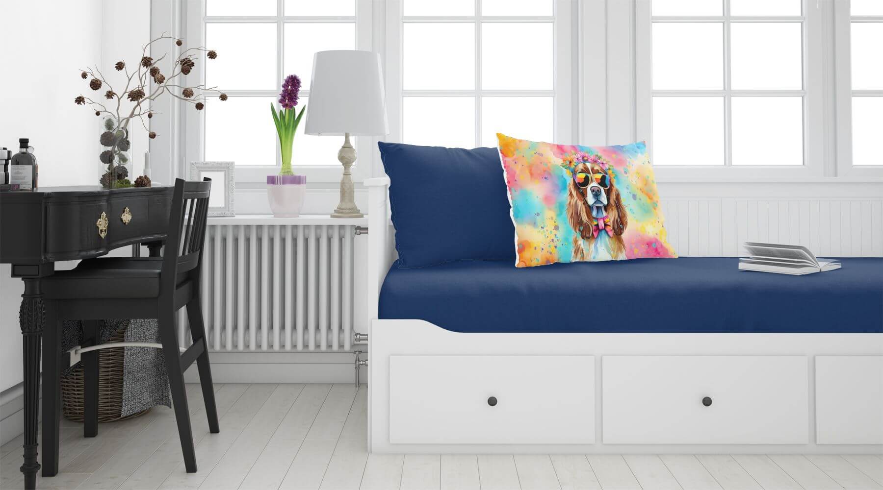 Cavalier Spaniel Hippie Dawg Standard Pillowcase Lightweight Super Soft Easy Care Decorative Artwork Pillowcase, Standard