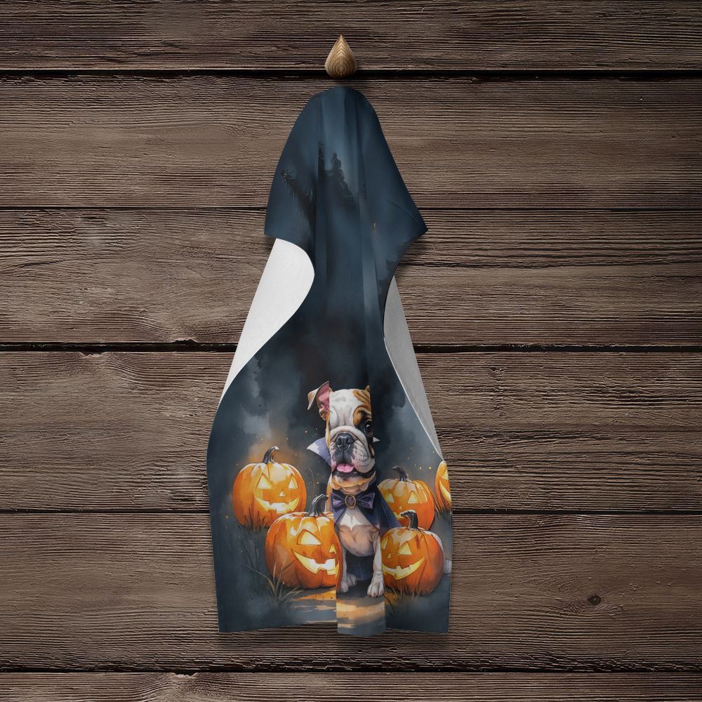 English Bulldog Puppy Halloween Kitchen Towel Dish Cloths Guest Hand Towel Decorative Bathroom Towel for Face,Tea, Dishcloth, Kitchen and Bath