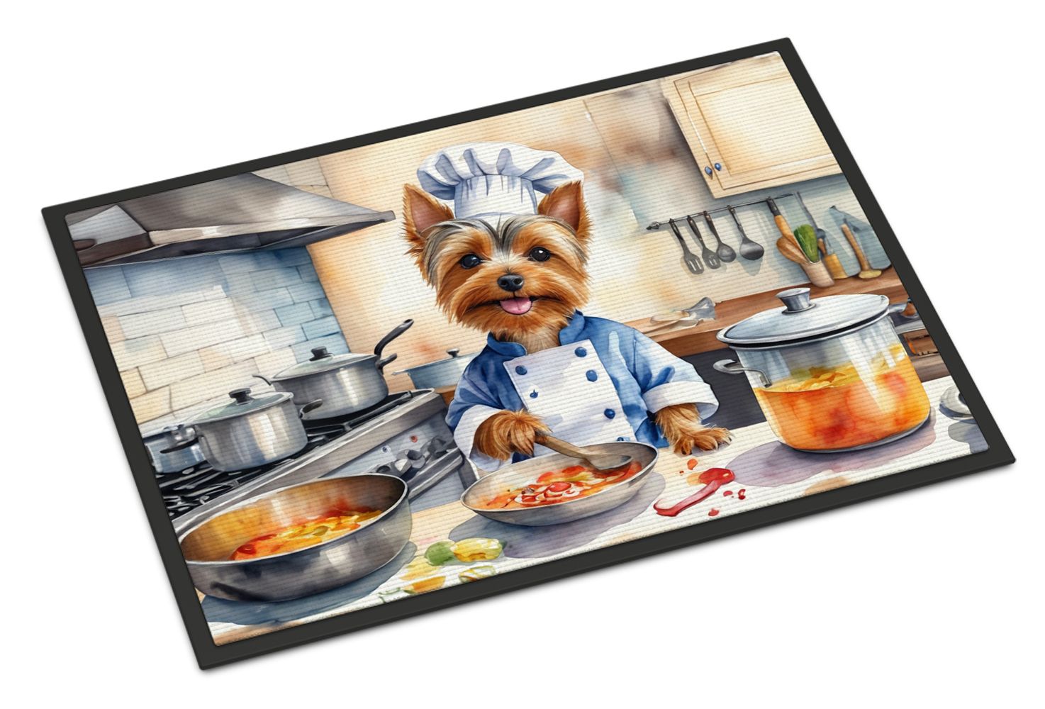 NEW Silky Terrier The Chef Doormat Front Door Mat Indoor Outdoor Rugs for Entryway, Non Slip Washable Low Pile, 18H X 27W