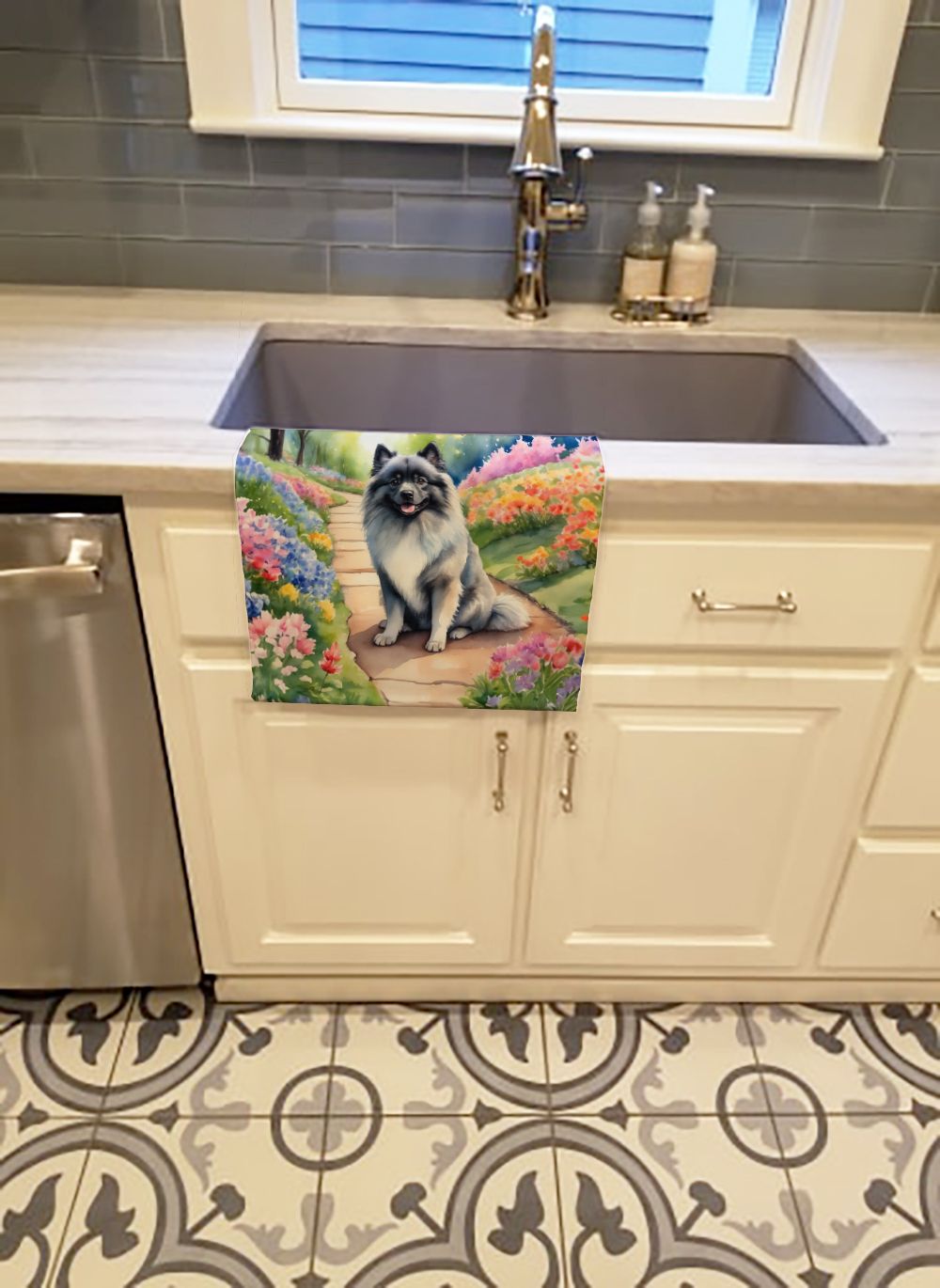 Keeshond Spring Path Kitchen Towel Dish Cloths Guest Hand Towel Decorative Bathroom Towel for Face,Tea, Dishcloth, Kitchen and Bath