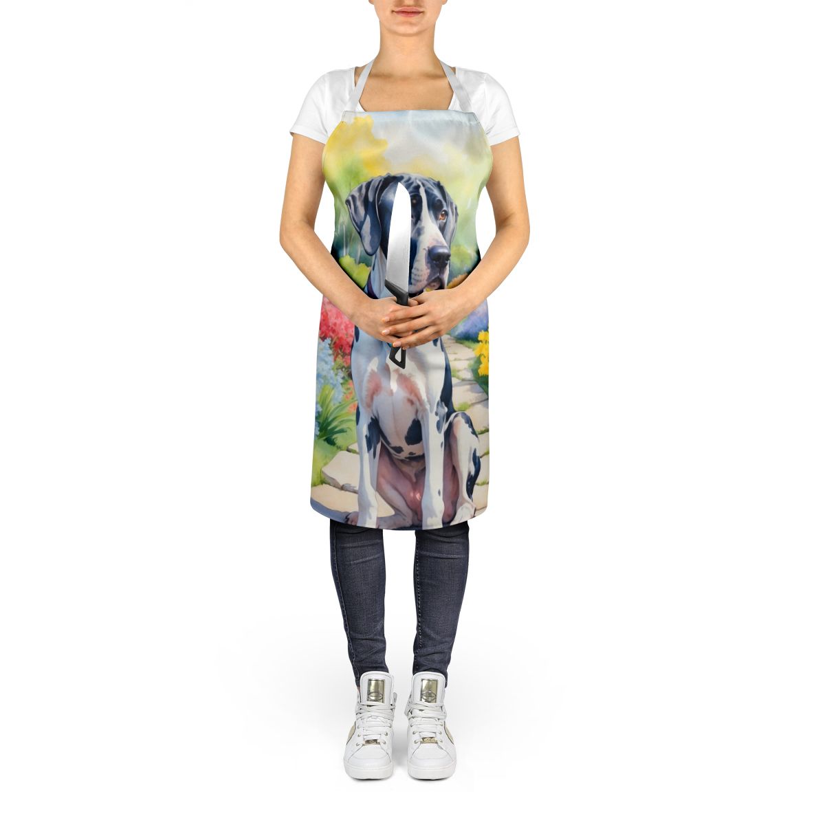 Great Dane Spring Path Apron Cooking Kitchen Server Baking Crafts Gardening for Adult Women Men, Unisex, Large, Multicolor