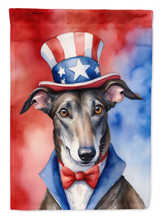 Greyhound Patriotic American House Flag Large Porch Sleeve Pole Decorative Outside Yard Banner Artwork Wall Hanging, Polyester, House Size, Multicolor
