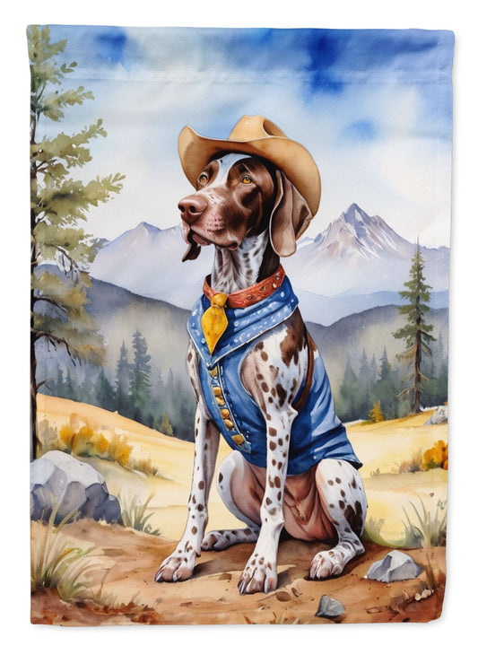 German Shorthaired Pointer Cowboy Welcome House Flag Large Porch Sleeve Pole Decorative Outside Yard Banner Artwork Wall Hanging, Polyester, House Size, Multicolor