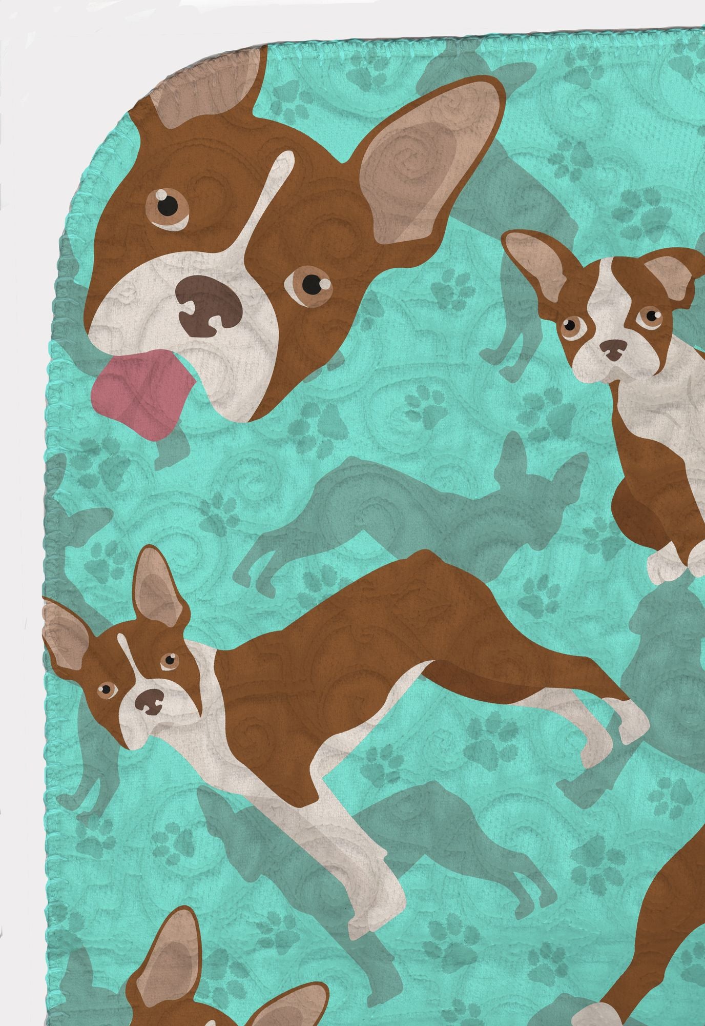 Red Boston Terrier Quilted Blanket 50x60 Artwork Pattern Quilted Throw Blanket for Bed, Couch, Sofa, Soft and Lightweight