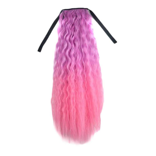 Wavy Curly Wrap Around Ponytail Wig Extension Woman Drawstring Synthetic Hair Extension Fluffy Hairpiece,Gradient Pink Halloween Dress Up Cosplay - Clothes For Her Online Store
