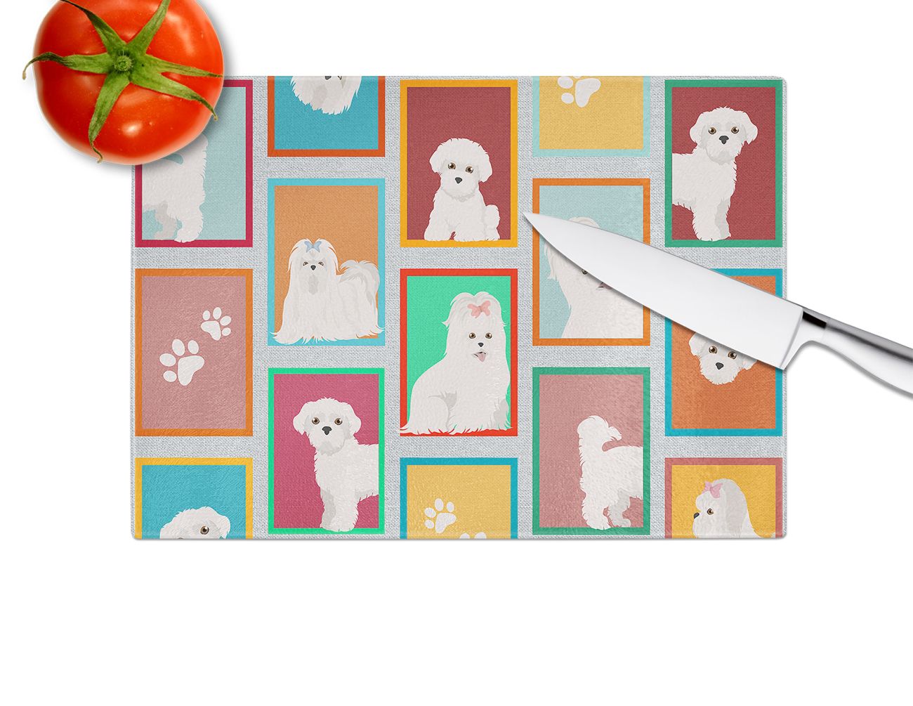 NEW Lots of Maltese Glass Cutting Board Decorative Tempered Glass Kitchen Cutting and Serving Board Large Size Chopping Board