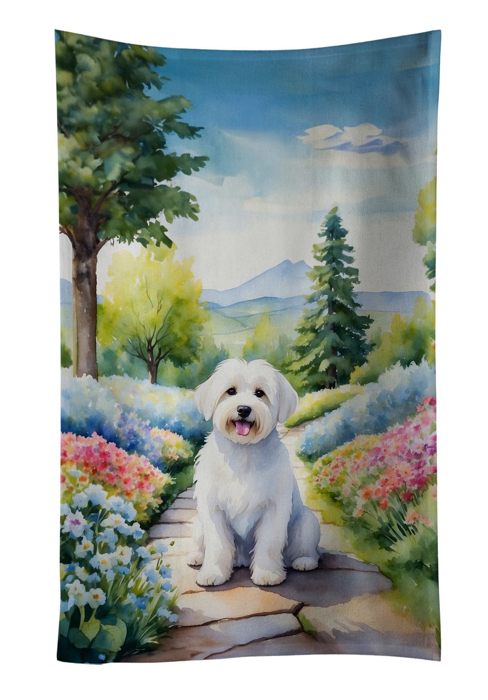 Coton de Tulear Spring Path Kitchen Towel Dish Cloths Guest Hand Towel Decorative Bathroom Towel for Face,Tea, Dishcloth, Kitchen and Bath