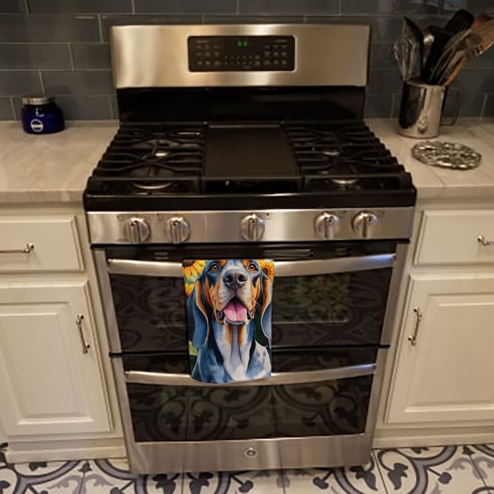 American English Coonhound in Sunflowers Kitchen Towel Dish Cloths Guest Hand Towel Decorative Bathroom Towel for Face,Tea, Dishcloth, Kitchen and Bath