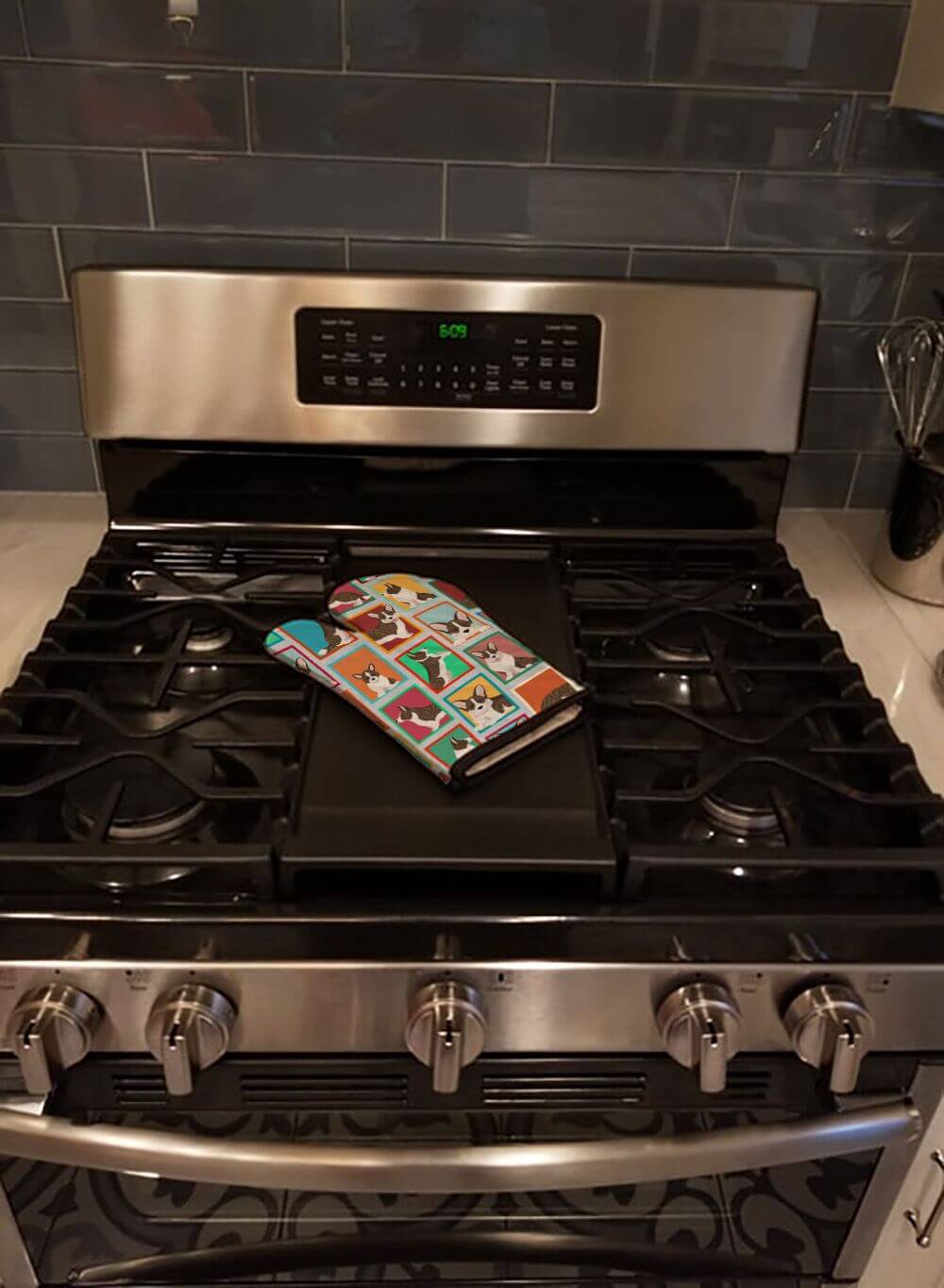 Lots of Brindle Cardigan Corgi Oven Mitt Heat Resistant Thick Oven Mitt for Hot Pans and Oven, Kitchen Mitt Protect Hands, Cooking Baking Glove