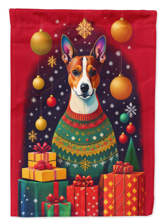 Basenji Holiday Christmas Garden Flag Mailbox Flag Decorative Yard Flag Banner Outside Patio Artwork Yard Flower Beds, Garden Size, Multicolor