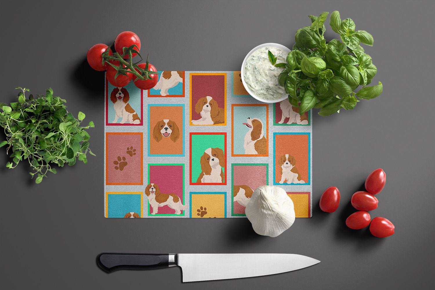 NEW Lots of Blenheim Cavalier Spaniel Glass Cutting Board Decorative Tempered Glass Kitchen Cutting and Serving Board Large Size Chopping Board