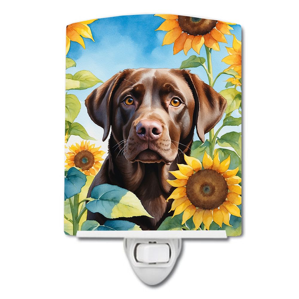 NEW Labrador Retriever in Sunflowers Ceramic Night Light Compact, UL-Certified, Ideal for Bedroom, Bathroom, Nursery, Hallway, Kitchen, 6x4x3, Multicolor