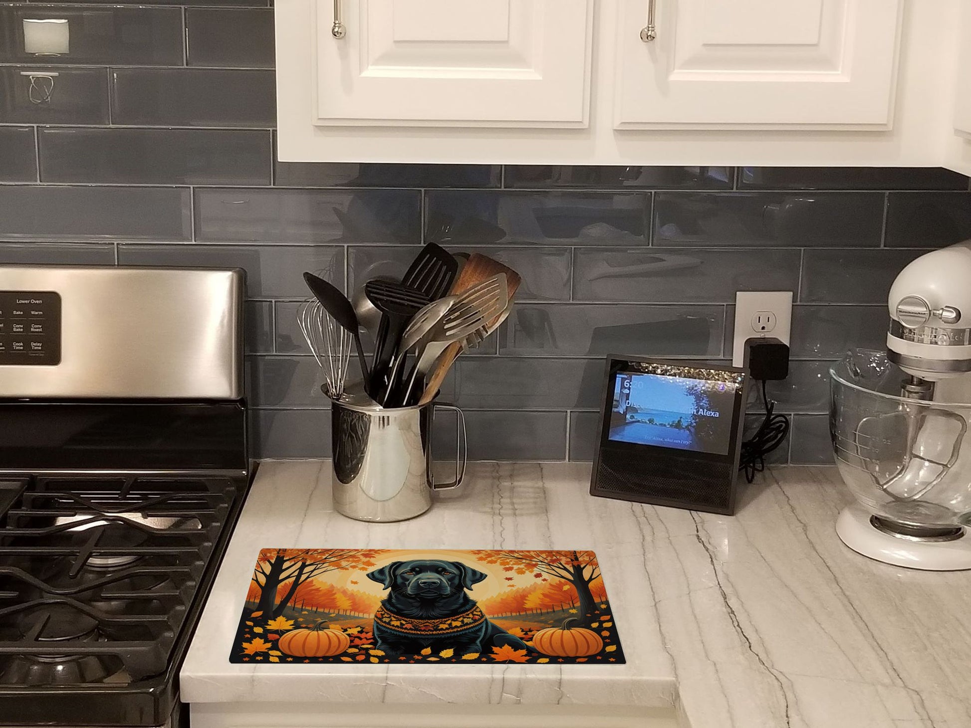 NEW Black Labrador Retriever Fall Glass Cutting Board Decorative Tempered Glass Kitchen Cutting and Serving Board Large Size Chopping Board
