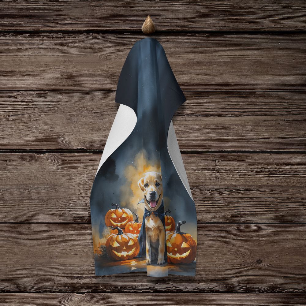 Yellow Labrador Retriever Puppy Halloween Kitchen Towel Dish Cloths Guest Hand Towel Decorative Bathroom Towel for Face,Tea, Dishcloth, Kitchen and Bath