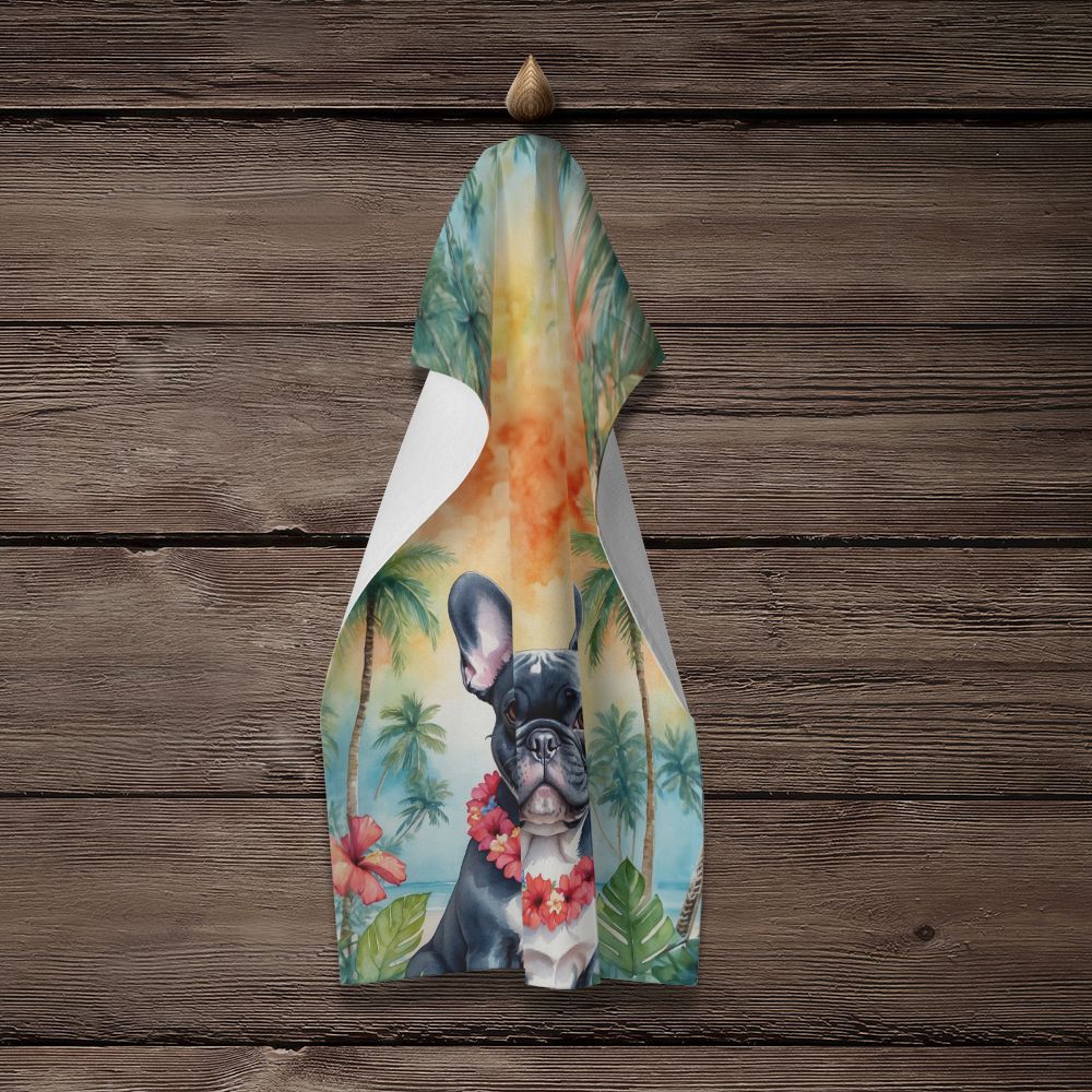 French Bulldog Luau Kitchen Towel Dish Cloths Guest Hand Towel Decorative Bathroom Towel for Face,Tea, Dishcloth, Kitchen and Bath