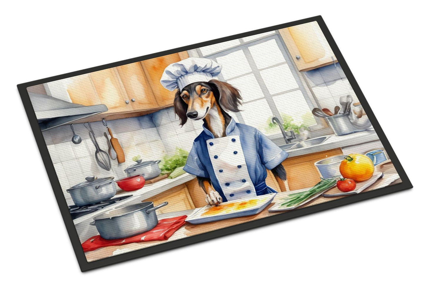 NEW Saluki The Chef Doormat Front Door Mat Indoor Outdoor Rugs for Entryway, Non Slip Washable Low Pile, 18H X 27W