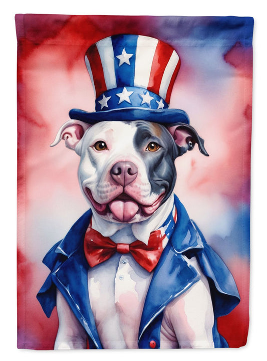 Pit Bull Terrier Patriotic American House Flag Large Porch Sleeve Pole Decorative Outside Yard Banner Artwork Wall Hanging, Polyester, House Size, Multicolor