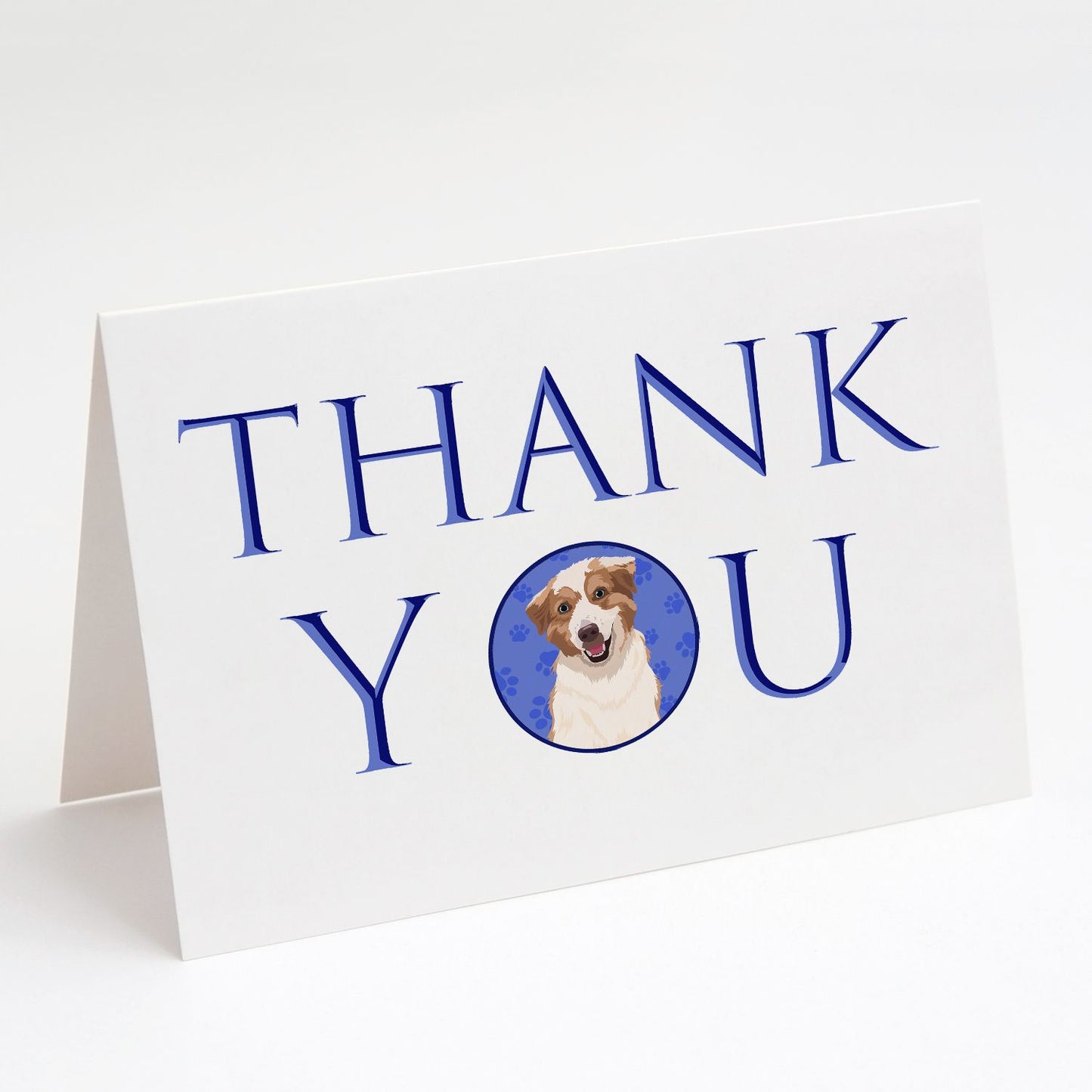 Australian Shepherd Red and White #1 Thank You Greeting Cards Pack of 8 Blank Cards with Envelopes Whimsical A7 Size 5x7 Blank Note Cards