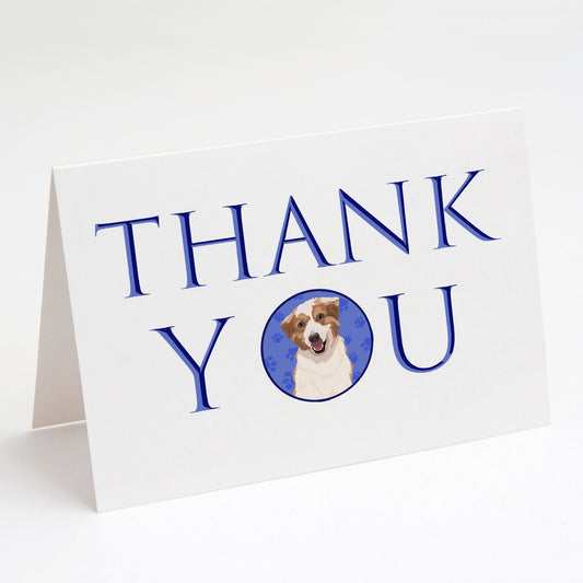 Australian Shepherd Red and White #1 Thank You Greeting Cards Pack of 8 Blank Cards with Envelopes Whimsical A7 Size 5x7 Blank Note Cards