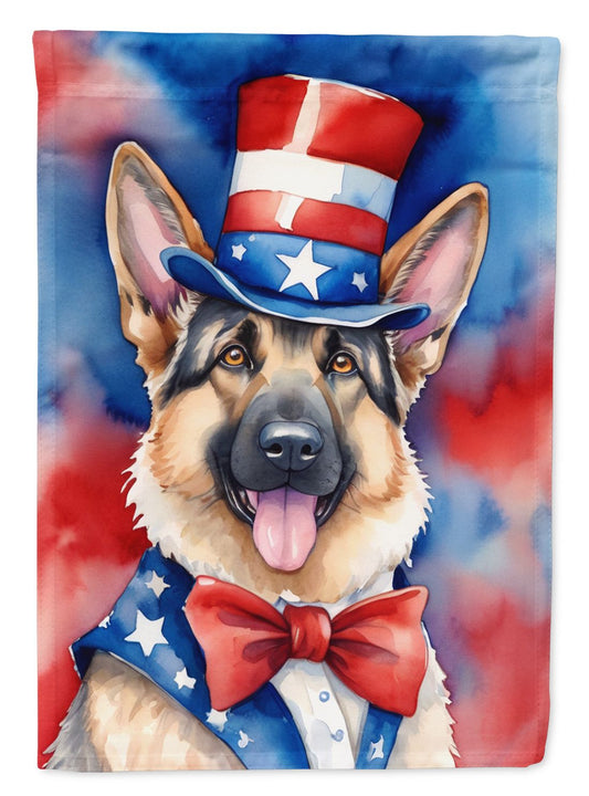 German Shepherd Patriotic American House Flag Large Porch Sleeve Pole Decorative Outside Yard Banner Artwork Wall Hanging, Polyester, House Size, Multicolor