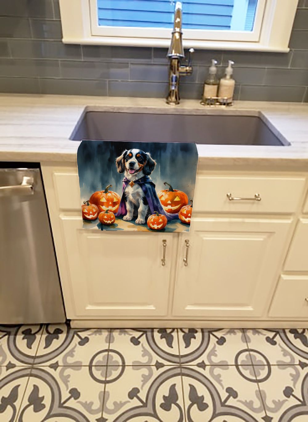 Welsh Springer Spaniel Puppy Halloween Kitchen Towel Dish Cloths Guest Hand Towel Decorative Bathroom Towel for Face,Tea, Dishcloth, Kitchen and Bath