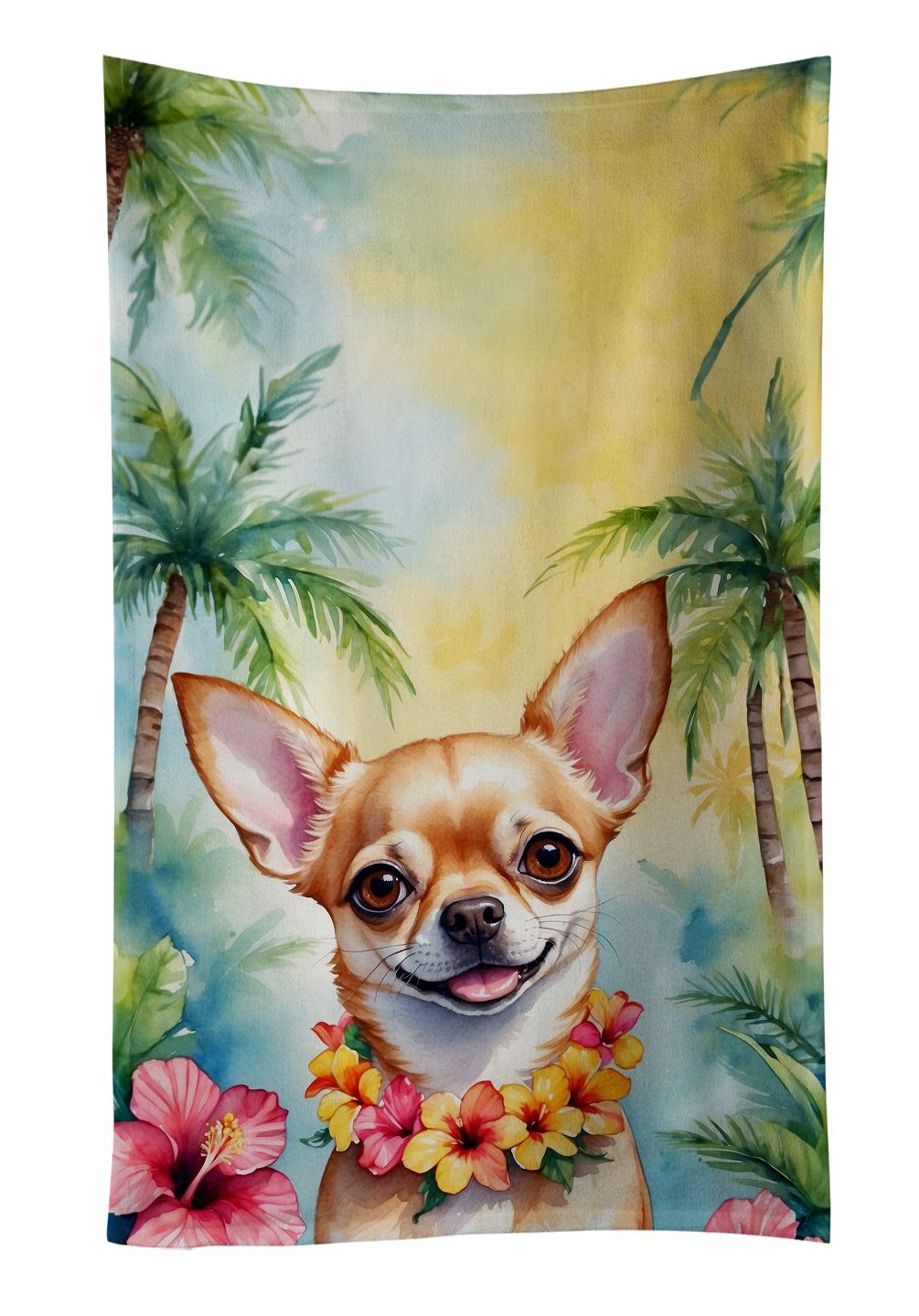 Chihuahua Luau Kitchen Towel Dish Cloths Guest Hand Towel Decorative Bathroom Towel for Face,Tea, Dishcloth, Kitchen and Bath
