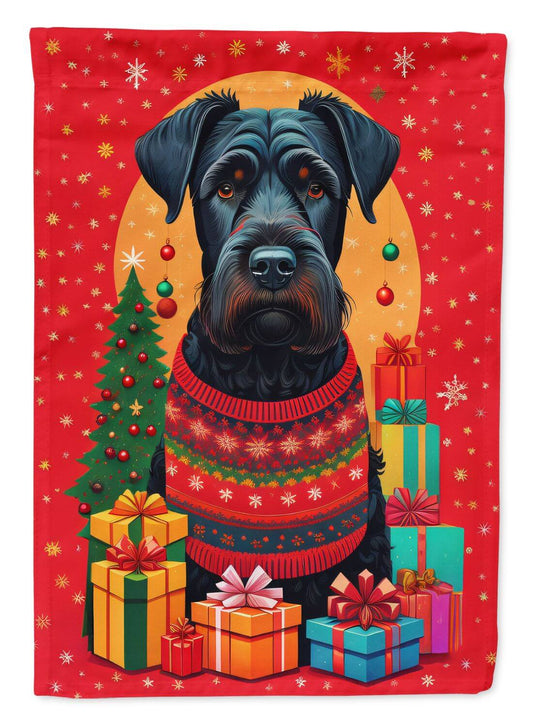 Giant Schnauzer Holiday Christmas Garden Flag Mailbox Flag Decorative Yard Flag Banner Outside Patio Artwork Yard Flower Beds, Garden Size, Multicolor