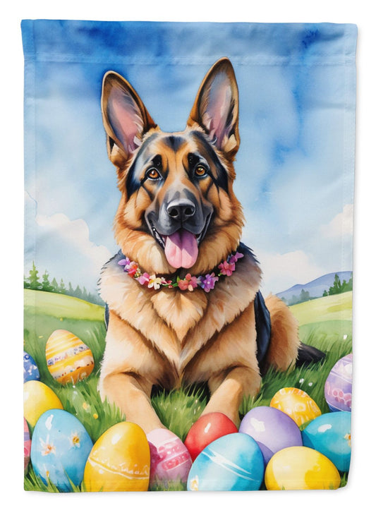 German Shepherd Easter Egg Hunt House Flag Large Porch Sleeve Pole Decorative Outside Yard Banner Artwork Wall Hanging, Polyester, House Size, Multicolor